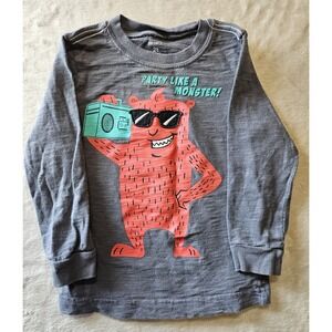 Carter's 2T‎ Toddler Long Sleeve Graphic Tee Gray Party Like a Monster